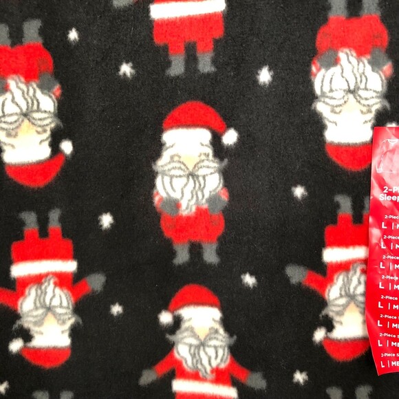 JAMMIES FOR YOUR FAMILIES SIZE L MEN'S 2 PIECES SLEEP SET SANTA GRAPHIC BLACK 94 - Picture 4 of 12